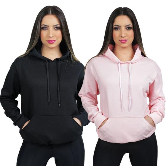 Imagem de Kit 2 Moletom Feminino Estiloso Blusa de Frio Moleton