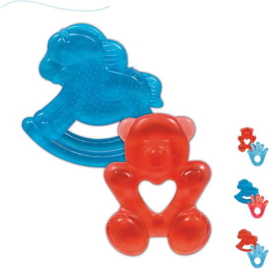 Imagem de Kit 2 mordedores buba infantil bebe com agua resfriavel gelado textura macia