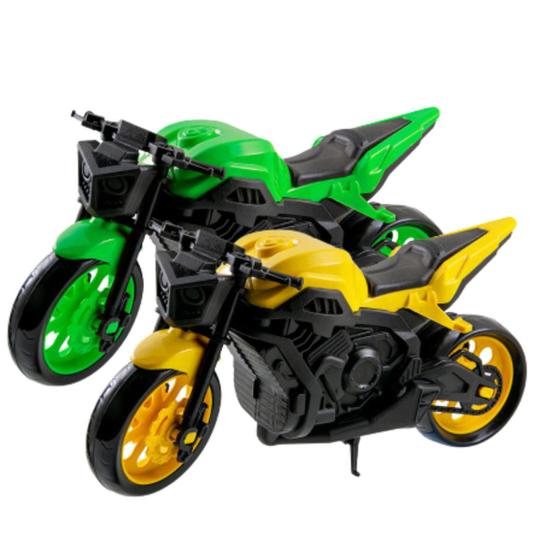 Imagem de Kit 2 Motos Corrida Brinquedo 1600 Realista Presente Menino Grande Criança Infantil Motocicleta