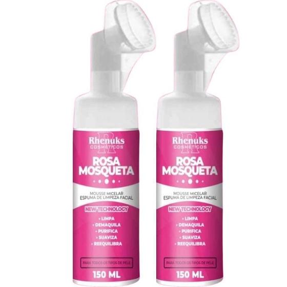 Imagem de Kit 2 Mousse Espuma De Limpeza Facial Rosa Mosqueta 150Ml