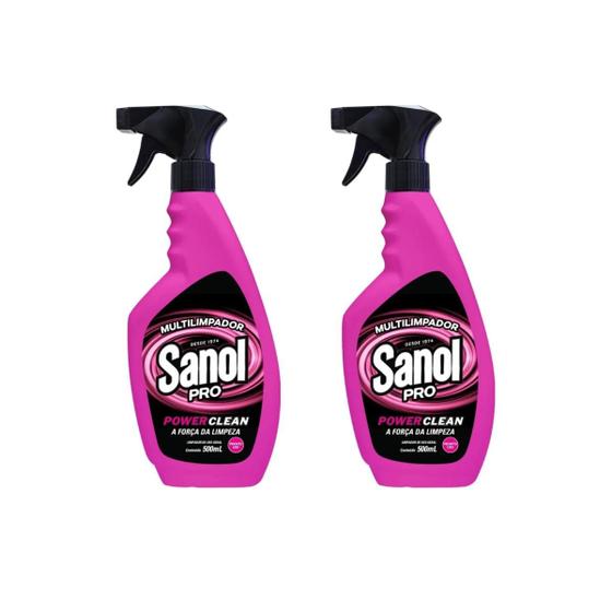Imagem de Kit 2 Multilimpador Power Clean para Limpeza Sanol Pro 500ml