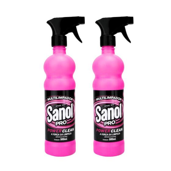 Imagem de Kit 2 Multilimpador Power Clean para Limpeza Sanol Pro 500ml