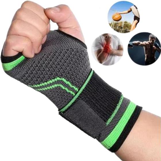 Imagem de Kit 2 Munhequeira Punho Mão Protetor Pulso Tendinite Órtese Ajustável Academia Esporte