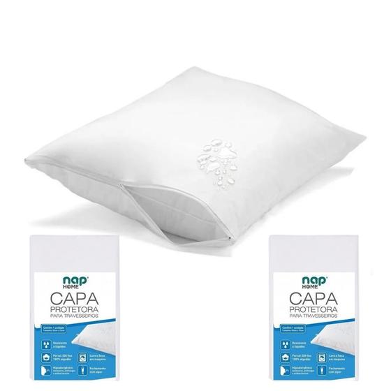 Imagem de Kit 2 Nap Capa Fronha Protetora para Travesseiro Impermeável Fechamento c/ Zíper CAP002
