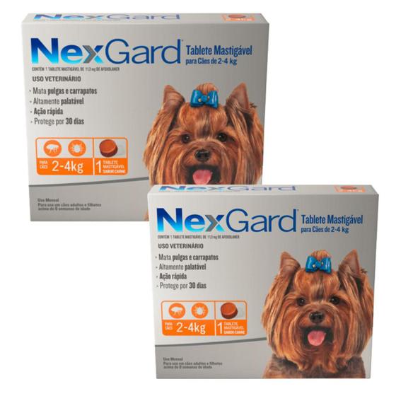 Imagem de Kit 2 NexGard Antipulgas e Carrapatos para Cães de 2 a 4kg