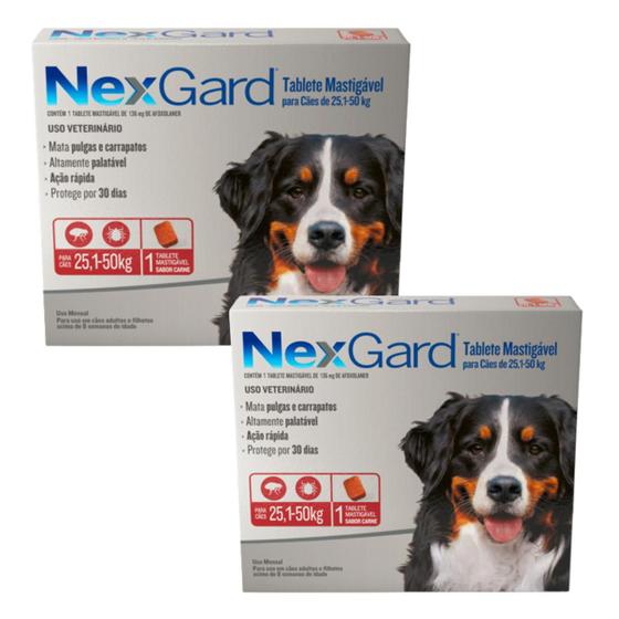 Imagem de Kit 2 NexGard Antipulgas e Carrapatos para Cães de 25,1 a 50kg