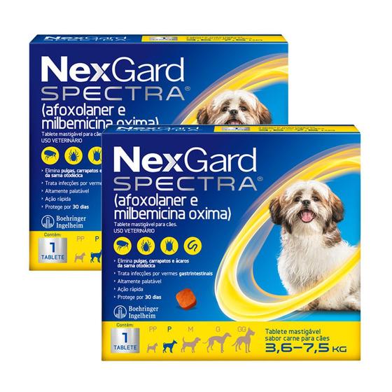 Imagem de Kit 2 NexGard Spectra Anti Pulgas e Carrapatos para Cães de 3,6 a 7,5kg