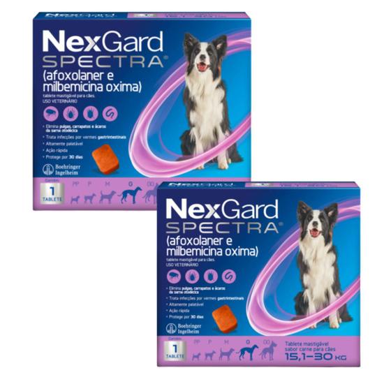 Imagem de Kit 2 NexGard Spectra Antipulgas e Carrapatos Cães de 15,1 a 30 kg