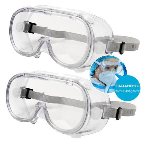 Imagem de Kit 2 Óculos de Proteção EPI Segurança com Lente Transparente Anti Embaçante, Multilaser HC226 Uso Hospitalar Industrial