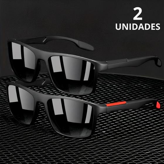 Imagem de KIT 2 Óculos MASCULINO De Sol POLARIZADO Espelhado Com Proteção UV400 - ORIGINAL OMG