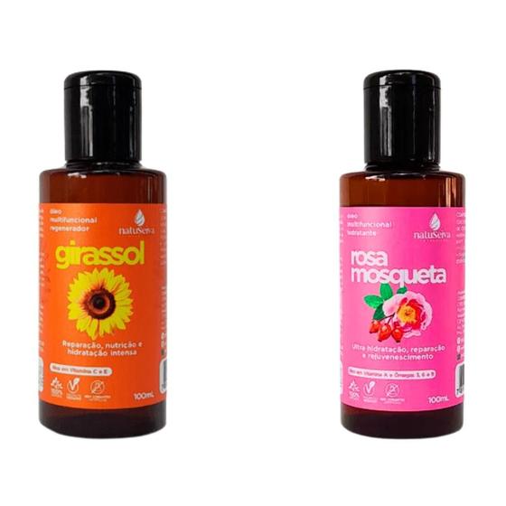 Imagem de Kit 2 Óleo Capilar Natuseiva 100ml - Hidratação e Nutrição para Pele e Cabelos - Abacate, Uva, Mosqueta, Coco e Rícino