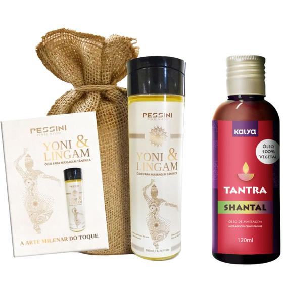 Imagem de Kit 2 Óleo Massagem Tantra Relaxante Yoni Lingam e Morango