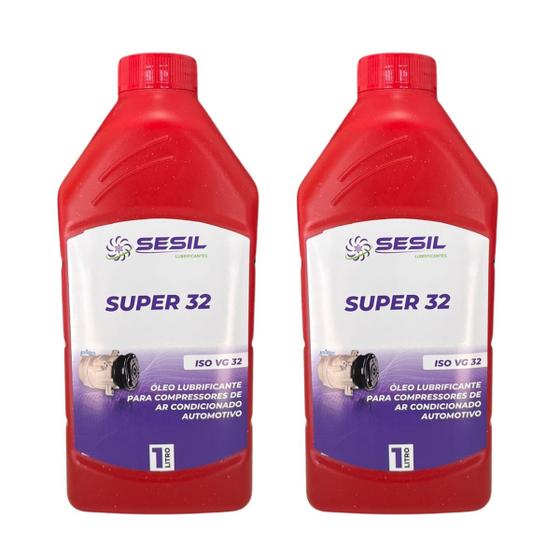 Imagem de Kit 2 Óleos Super 32 Compressor Ar Cond Automotivo 1 Litro