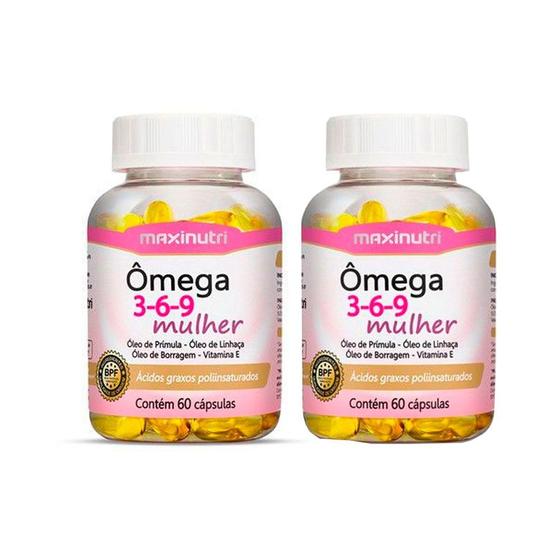 Kit 2 ÔMEGA 369 MULHER 60 CÁPSULAS MAXINUTRI Ômega 3 / Óleo de
