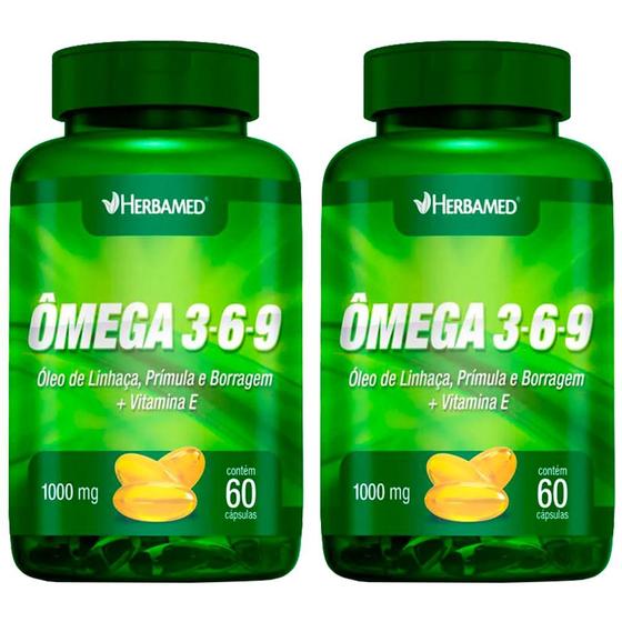 Kit 2 Ômega 369 + Vitamina E 60 Cápsulas Herbamed Ômega 3, 6, 9 Magazine Luiza