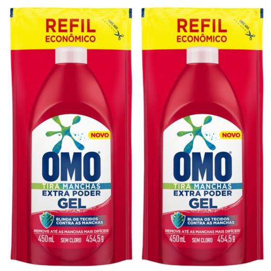 Imagem de Kit 2 Omo Tira Manchas Difíceis Roupas Coloridas Refil 450ml