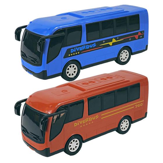 Imagem de Kit 2 Onibus Brinquedo De Plástico Diverbus 21Cms