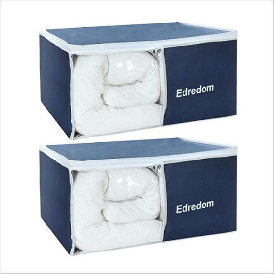 Imagem de Kit 2 Organizador Edredom Roupa Cama Nylon Resistente Azul