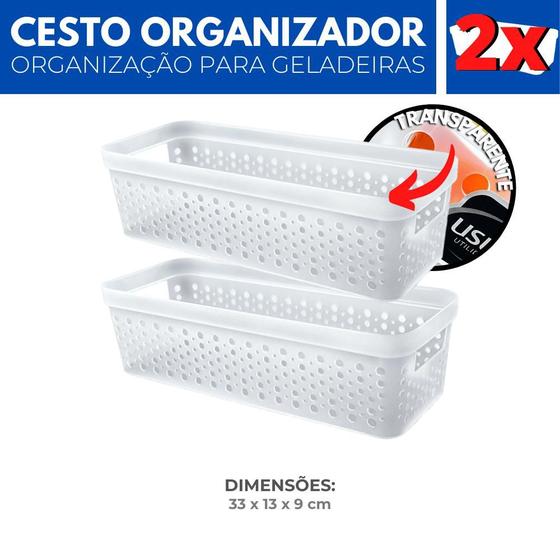 Imagem de Kit 2 Organizador Geladeira Cesto Transparente Cozinha 3 L