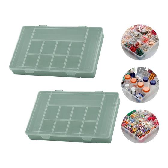 Imagem de Kit 2 Organizador Multiuso com Divisórias Fixas e Tampa Transparente G