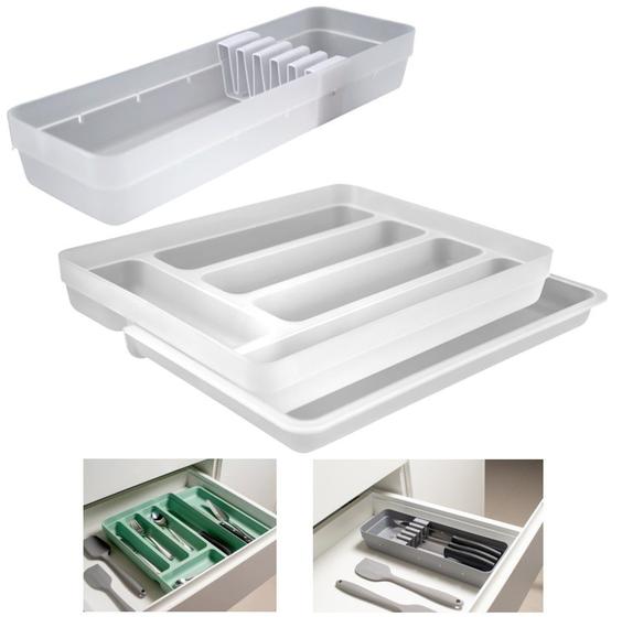 Kit 2 Organizadores Gavetas Divisor Extensor Porta Facas Talheres Armário Cozinha Logic - Ou Imagem de Kit 2 Organizadores Gavetas Divisor Extensor Porta Facas Talheres Armário Cozinha Logic - Ou