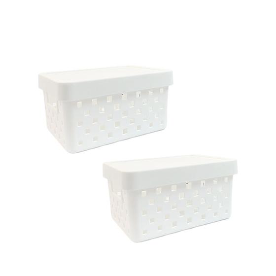 Imagem de Kit 2 Organizadores Quadratta com Tampa 19x14x10 cm Branco - Paramount