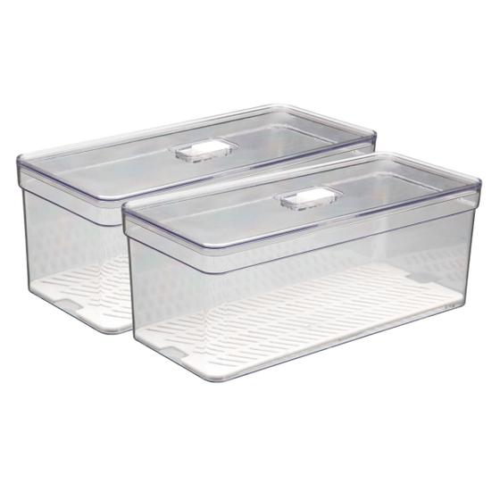 Imagem de Kit 2 Organizadores Transparente Com 2 Telas Retangular Grande
