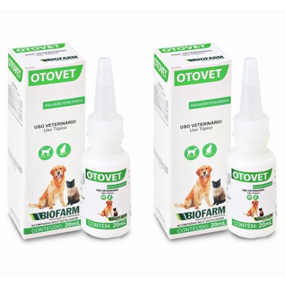 Imagem de Kit 2 Otovet Solução 20ml - Para Otite em Cachorro e Gato - Biofarm