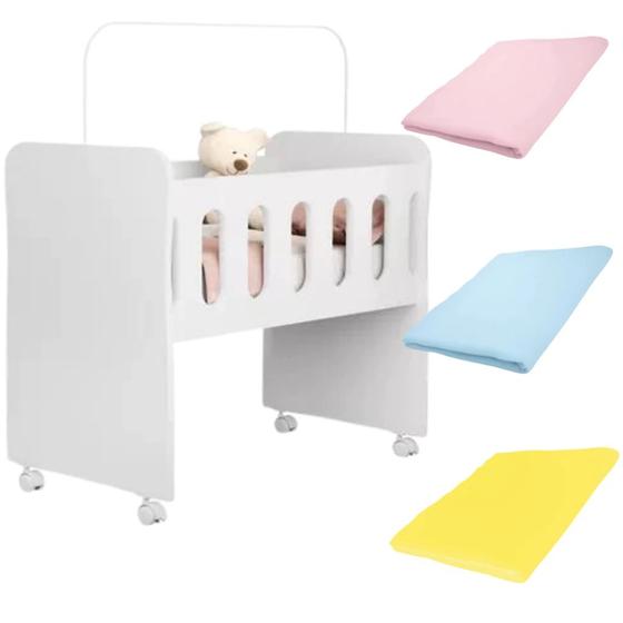 Imagem de Kit 2 ou 3 Lençol Mini Berço Cama Moisés Bebe com Elástico Percal 150 fios 100 Algodão Enxoval