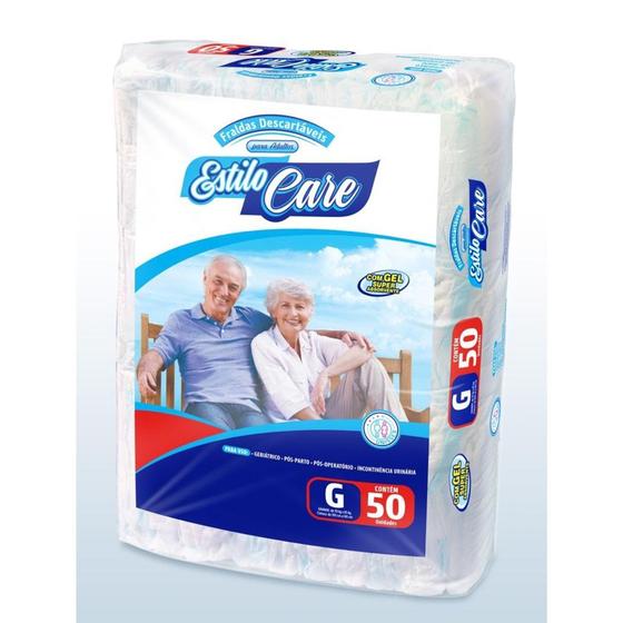 Kit 2 Pacote Fralda Geriatrica Estilo Care G/50 100 unidades Menor preço em Kit 2 Pacote Fralda Geriatrica Estilo Care G/50 100 unidades
