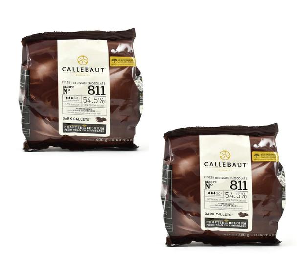 Imagem de Kit 2 Pacotes Chocolate Belga 811 Dark 54,5 Callebaut 400g