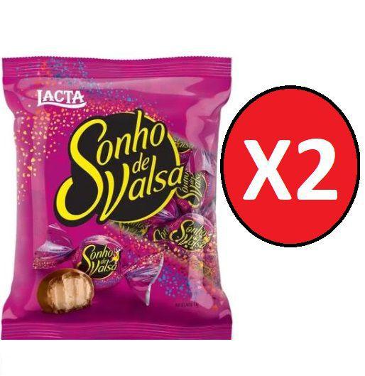 Imagem de Kit 2 Pacotes de Bombom Chocolate Sonho de Valsa Lacta 1kg - Total 2kg