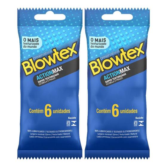 Imagem de Kit 2 Pacotes Preservativo Blowtex ActionMax C/ 6 Un Cada