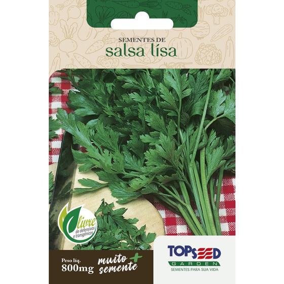 Imagem de kit 2 pacotes Sementes de Salsa Lisa Hortaliças Saladas Tempero Cozinha