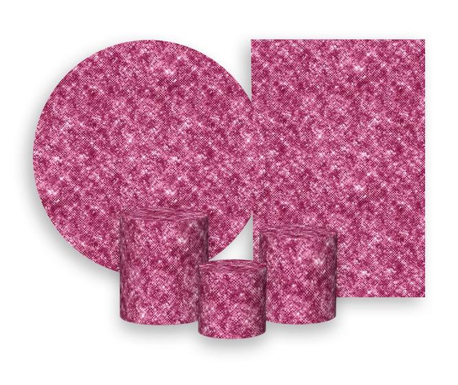 Imagem de Kit 2 Painéis De Festa + Trio De Capas Cilindro - Efeito Lantejoulas Rosa Pink 015