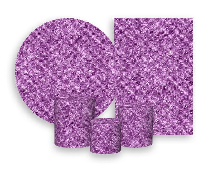 Imagem de Kit 2 Painéis De Festa + Trio De Capas Cilindro - Efeito Lantejoulas Roxo 013