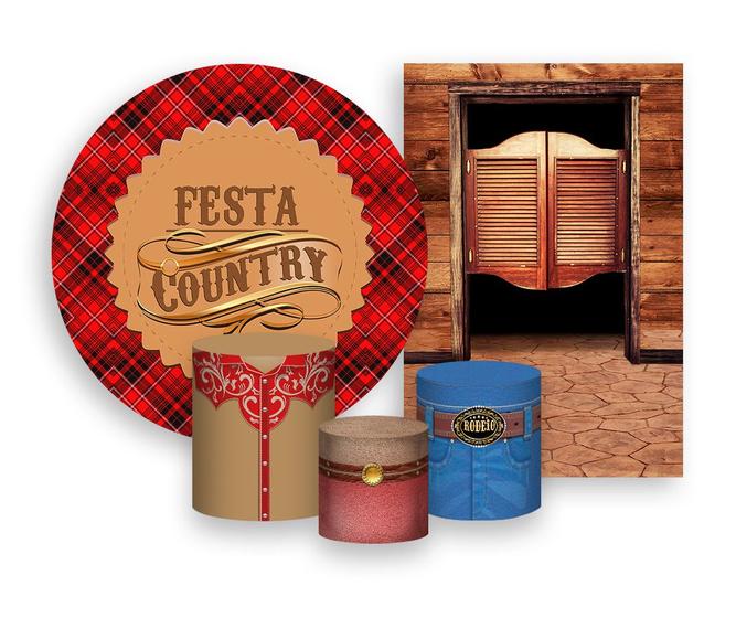 Imagem de Kit 2 Painéis De Festa + Trio De Capas Cilindro - Festa Country Rodeio Vaqueiro 003