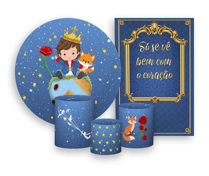 Imagem de Kit 2 Painéis De Festa + Trio De Capas Cilindro - Pequeno Príncipe Cute 006