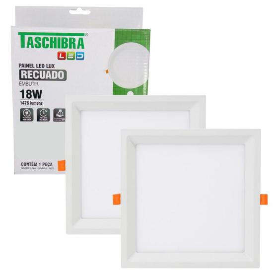 Imagem de Kit 2 Painel Led 18w Plafon Recuado Embutir Sala Quarto Cozinha Teto Quadrado Taschibra