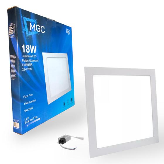 Kit 2 Painel Plafon Led 18w Quadrado Embutir Branco Frio Luminária