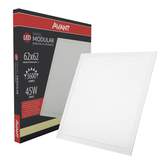 Imagem de Kit 2 Painel Plafon Quadrado Embutir 62x62cm 45w Branco Neutro 4000k