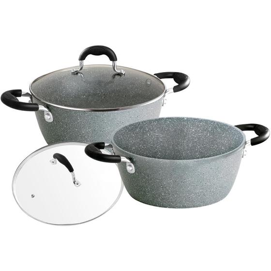 Imagem de Kit 2 Panelas Caçarola Antiaderente Cerâmica 20cm Cooktop Fogão Indução Avulsa Petravera Bialetti