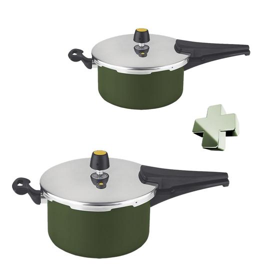 Kit 2 Panelas de Pressão 2,5l e 3,5l verde Fechamento Externo Antiaderente Alumínio Resistente Prática Fácil Manusear Menor preço em Kit 2 Panelas de Pressão 2,5l e 3,5l verde Fechamento Externo Antiaderente Alumínio Resistente Prática Fácil Manusear