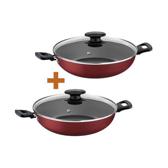 KIT - 2 Panelas Wok Alumínio 28Cm Loreto Vermelho - Tramontina Menor preço em KIT - 2 Panelas Wok Alumínio 28Cm Loreto Vermelho - Tramontina