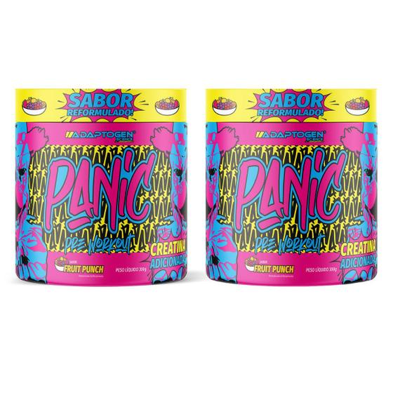 Imagem de Kit 2 Panic Adaptogen Pré-treino com Creatina Nova Fórmula 2 potes 300g cada