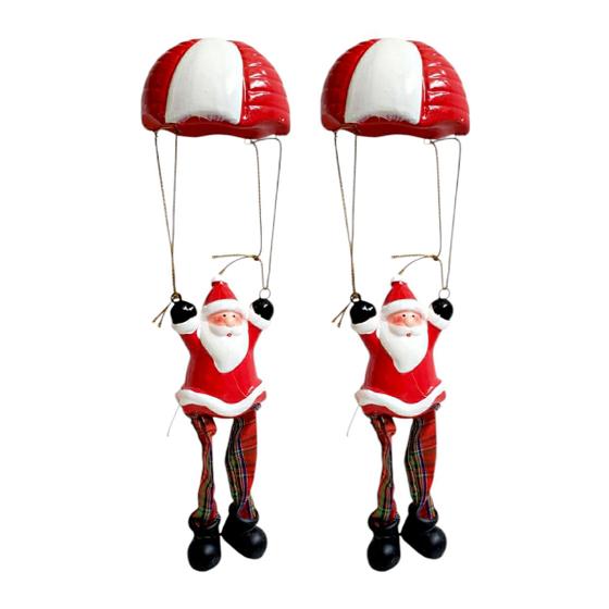 Imagem de Kit 2 Papai Noel Paraquedista Resina Enfeite Decoração Natal  Paraquedas Natalino