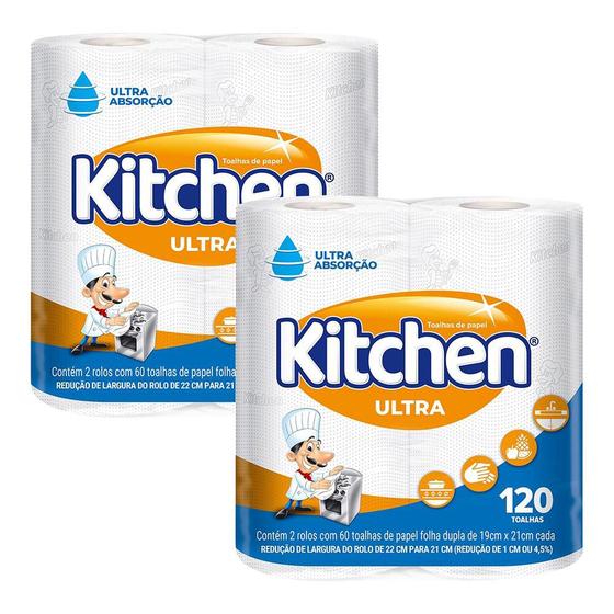 Imagem de Kit 2 Papel Toalha Kitchen Ultra com 120 Folhas cada