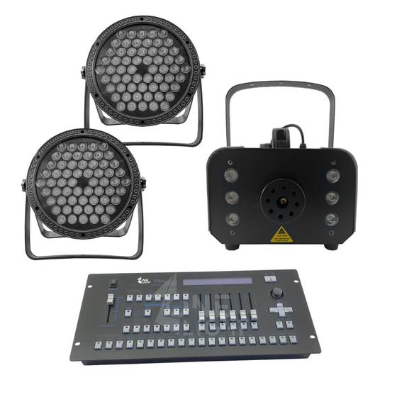 Imagem de Kit 2 par led 3 em 1 + máq. de fumaça 1200w + mesa pilot