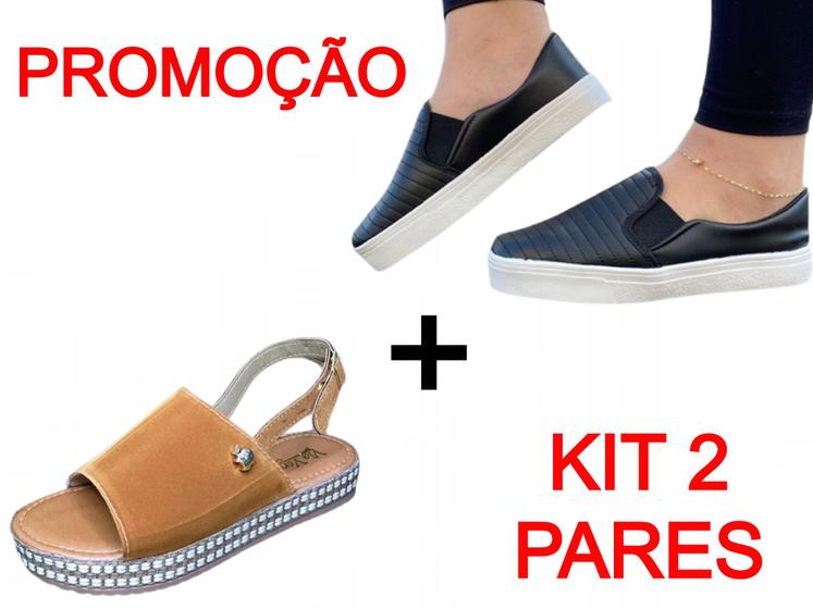 Imagem de Kit 2 pares. Anabela+Tênis Slip On Feminino