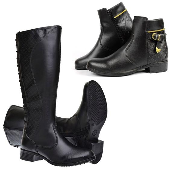 Kit 2 Pares Bota Feminina Cano Alto E Cano Baixo Imperdível Menor preço em Kit 2 Pares Bota Feminina Cano Alto E Cano Baixo Imperdível